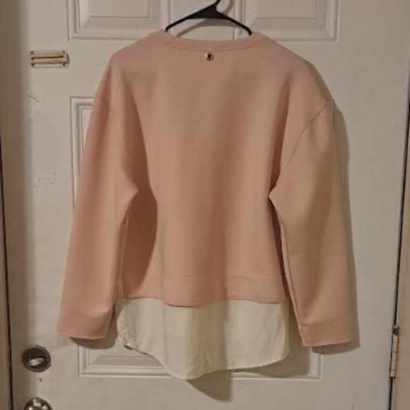 NWOT DKNY Pink and White Top with Rhinestone Letters size Large - Picture 2 of 4